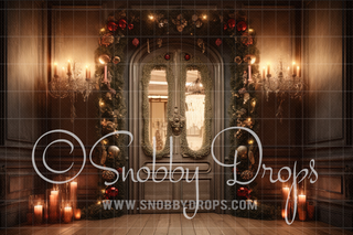 Rustic Christmas Door Fabric Backdrop-Fabric Photography Backdrop-Snobby Drops Fabric Backdrops for Photography, Exclusive Designs by Tara Mapes Photography, Enchanted Eye Creations by Tara Mapes, photography backgrounds, photography backdrops, fast shipping, US backdrops, cheap photography backdrops