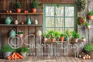 Rustic Easter Cabin Window Fabric Backdrop-Fabric Photography Backdrop-Snobby Drops Fabric Backdrops for Photography, Exclusive Designs by Tara Mapes Photography, Enchanted Eye Creations by Tara Mapes, photography backgrounds, photography backdrops, fast shipping, US backdrops, cheap photography backdrops