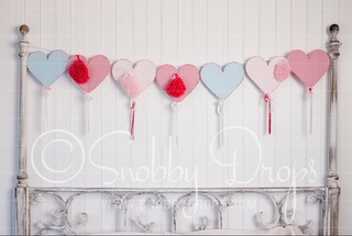 Rustic Felted Hearts Valentine Headboard Fabric Backdrop-Fabric Photography Backdrop-Snobby Drops Fabric Backdrops for Photography, Exclusive Designs by Tara Mapes Photography, Enchanted Eye Creations by Tara Mapes, photography backgrounds, photography backdrops, fast shipping, US backdrops, cheap photography backdrops