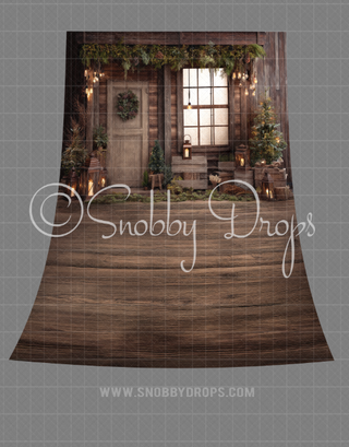 Rustic Pine and Lights Christmas Fabric Backdrop Sweep-Fabric Photography Sweep-Snobby Drops Fabric Backdrops for Photography, Exclusive Designs by Tara Mapes Photography, Enchanted Eye Creations by Tara Mapes, photography backgrounds, photography backdrops, fast shipping, US backdrops, cheap photography backdrops
