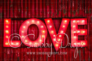 Rustic Red LOVE sign Valentine Fabric Backdrop-Fabric Photography Backdrop-Snobby Drops Fabric Backdrops for Photography, Exclusive Designs by Tara Mapes Photography, Enchanted Eye Creations by Tara Mapes, photography backgrounds, photography backdrops, fast shipping, US backdrops, cheap photography backdrops
