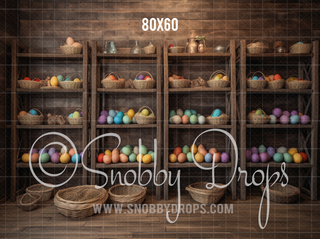 Rustic Shelves of Easter Eggs Fabric Backdrop-Fabric Photography Backdrop-Snobby Drops Fabric Backdrops for Photography, Exclusive Designs by Tara Mapes Photography, Enchanted Eye Creations by Tara Mapes, photography backgrounds, photography backdrops, fast shipping, US backdrops, cheap photography backdrops