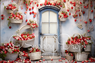 Rustic Strawberry Door Fabric Backdrop-Fabric Photography Backdrop-Snobby Drops Fabric Backdrops for Photography, Exclusive Designs by Tara Mapes Photography, Enchanted Eye Creations by Tara Mapes, photography backgrounds, photography backdrops, fast shipping, US backdrops, cheap photography backdrops