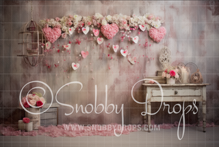 Rustic Valentine Studio Fabric Backdrop-Fabric Photography Backdrop-Snobby Drops Fabric Backdrops for Photography, Exclusive Designs by Tara Mapes Photography, Enchanted Eye Creations by Tara Mapes, photography backgrounds, photography backdrops, fast shipping, US backdrops, cheap photography backdrops