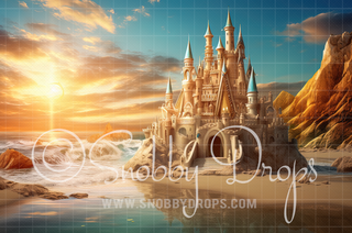 Sandcastle Fabric Backdrop-Fabric Photography Backdrop-Snobby Drops Fabric Backdrops for Photography, Exclusive Designs by Tara Mapes Photography, Enchanted Eye Creations by Tara Mapes, photography backgrounds, photography backdrops, fast shipping, US backdrops, cheap photography backdrops