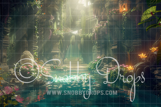 Sea Goddess Underwater Temple Fabric Backdrop-Fabric Photography Backdrop-Snobby Drops Fabric Backdrops for Photography, Exclusive Designs by Tara Mapes Photography, Enchanted Eye Creations by Tara Mapes, photography backgrounds, photography backdrops, fast shipping, US backdrops, cheap photography backdrops