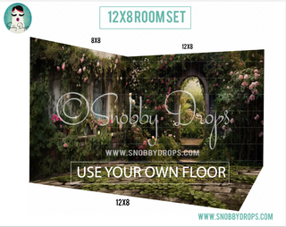 SECRET GARDEN 2-Piece Fabric Room Set-Photography Backdrop 2P Room Set-Snobby Drops Fabric Backdrops for Photography, Exclusive Designs by Tara Mapes Photography, Enchanted Eye Creations by Tara Mapes, photography backgrounds, photography backdrops, fast shipping, US backdrops, cheap photography backdrops