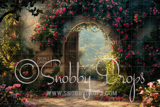 Secret Garden Door Fabric Backdrop-Fabric Photography Backdrop-Snobby Drops Fabric Backdrops for Photography, Exclusive Designs by Tara Mapes Photography, Enchanted Eye Creations by Tara Mapes, photography backgrounds, photography backdrops, fast shipping, US backdrops, cheap photography backdrops