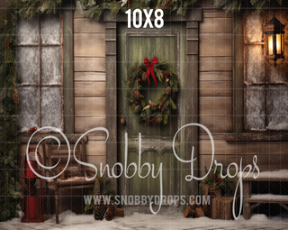 Shabby Chic Christmas Door Fabric Backdrop-Fabric Photography Backdrop-Snobby Drops Fabric Backdrops for Photography, Exclusive Designs by Tara Mapes Photography, Enchanted Eye Creations by Tara Mapes, photography backgrounds, photography backdrops, fast shipping, US backdrops, cheap photography backdrops