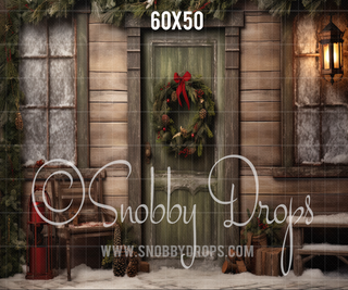 Shabby Chic Christmas Door Fabric Backdrop-Fabric Photography Backdrop-Snobby Drops Fabric Backdrops for Photography, Exclusive Designs by Tara Mapes Photography, Enchanted Eye Creations by Tara Mapes, photography backgrounds, photography backdrops, fast shipping, US backdrops, cheap photography backdrops