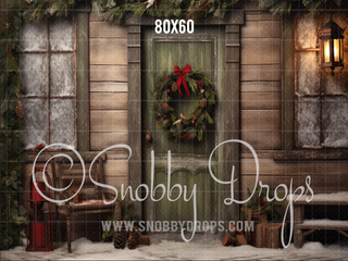 Shabby Chic Christmas Door Fabric Backdrop-Fabric Photography Backdrop-Snobby Drops Fabric Backdrops for Photography, Exclusive Designs by Tara Mapes Photography, Enchanted Eye Creations by Tara Mapes, photography backgrounds, photography backdrops, fast shipping, US backdrops, cheap photography backdrops