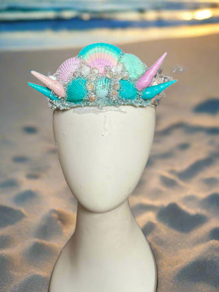 Shimmery Shells Mermaid Crown-Accessories-Snobby Drops Fabric Backdrops for Photography, Exclusive Designs by Tara Mapes Photography, Enchanted Eye Creations by Tara Mapes, photography backgrounds, photography backdrops, fast shipping, US backdrops, cheap photography backdrops