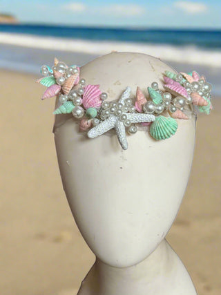 Shimmery Shells Pastel Circlet Mermaid Crown-Accessories-Snobby Drops Fabric Backdrops for Photography, Exclusive Designs by Tara Mapes Photography, Enchanted Eye Creations by Tara Mapes, photography backgrounds, photography backdrops, fast shipping, US backdrops, cheap photography backdrops