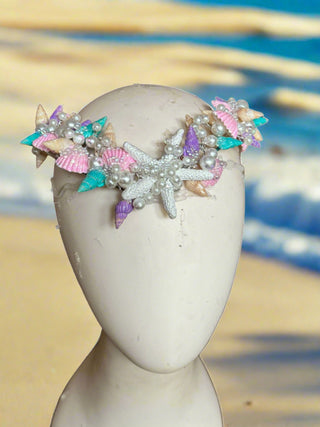 Shimmery Shells Pastel Circlet Mermaid Crown-Accessories-Snobby Drops Fabric Backdrops for Photography, Exclusive Designs by Tara Mapes Photography, Enchanted Eye Creations by Tara Mapes, photography backgrounds, photography backdrops, fast shipping, US backdrops, cheap photography backdrops