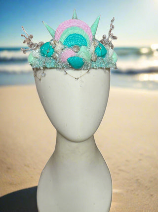 Shimmery Shells Pastel Mermaid Crown-Accessories-Snobby Drops Fabric Backdrops for Photography, Exclusive Designs by Tara Mapes Photography, Enchanted Eye Creations by Tara Mapes, photography backgrounds, photography backdrops, fast shipping, US backdrops, cheap photography backdrops