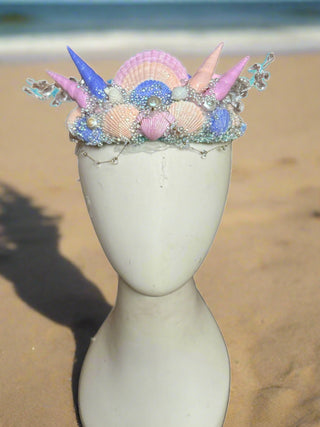 Shimmery Shells Pastel Mermaid Crown-Accessories-Snobby Drops Fabric Backdrops for Photography, Exclusive Designs by Tara Mapes Photography, Enchanted Eye Creations by Tara Mapes, photography backgrounds, photography backdrops, fast shipping, US backdrops, cheap photography backdrops