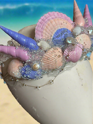 Shimmery Shells Pastel Mermaid Crown-Accessories-Snobby Drops Fabric Backdrops for Photography, Exclusive Designs by Tara Mapes Photography, Enchanted Eye Creations by Tara Mapes, photography backgrounds, photography backdrops, fast shipping, US backdrops, cheap photography backdrops