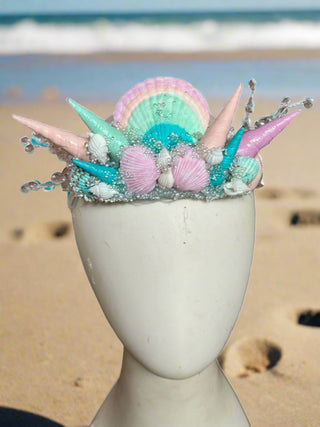 Shimmery Shells Pastel Mermaid Crown-Accessories-Snobby Drops Fabric Backdrops for Photography, Exclusive Designs by Tara Mapes Photography, Enchanted Eye Creations by Tara Mapes, photography backgrounds, photography backdrops, fast shipping, US backdrops, cheap photography backdrops