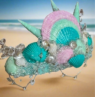 Shimmery Shells Pastel Mermaid Crown-Accessories-Snobby Drops Fabric Backdrops for Photography, Exclusive Designs by Tara Mapes Photography, Enchanted Eye Creations by Tara Mapes, photography backgrounds, photography backdrops, fast shipping, US backdrops, cheap photography backdrops