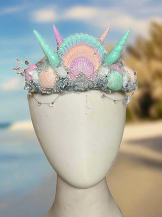 Shimmery Shells Pastel Mermaid Crown-Accessories-Snobby Drops Fabric Backdrops for Photography, Exclusive Designs by Tara Mapes Photography, Enchanted Eye Creations by Tara Mapes, photography backgrounds, photography backdrops, fast shipping, US backdrops, cheap photography backdrops