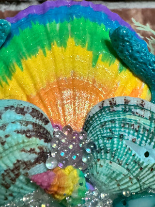 Shimmery Shells Rainbow Mermaid Crown-Accessories-Snobby Drops Fabric Backdrops for Photography, Exclusive Designs by Tara Mapes Photography, Enchanted Eye Creations by Tara Mapes, photography backgrounds, photography backdrops, fast shipping, US backdrops, cheap photography backdrops