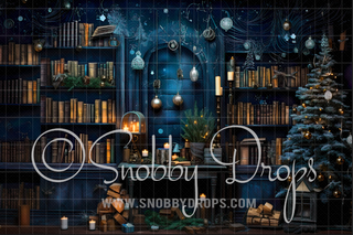 Silent Night Blue Christmas Room 3 Piece Room Set-Photography Backdrop 3P Room Set-Snobby Drops Fabric Backdrops for Photography, Exclusive Designs by Tara Mapes Photography, Enchanted Eye Creations by Tara Mapes, photography backgrounds, photography backdrops, fast shipping, US backdrops, cheap photography backdrops