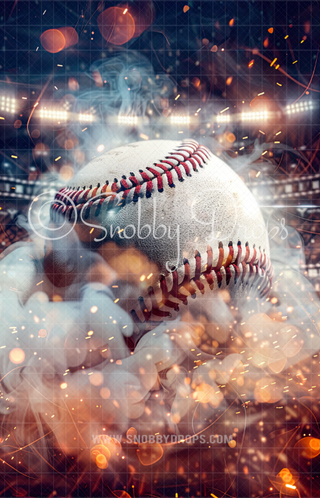 Smoky Fiery Baseball Sports Fabric Backdrop Sweep-Fabric Photography Sweep-Snobby Drops Fabric Backdrops for Photography, Exclusive Designs by Tara Mapes Photography, Enchanted Eye Creations by Tara Mapes, photography backgrounds, photography backdrops, fast shipping, US backdrops, cheap photography backdrops