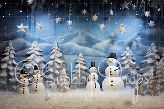 Snowman Studio Landscape Fabric Backdrop-Fabric Photography Backdrop-Snobby Drops Fabric Backdrops for Photography, Exclusive Designs by Tara Mapes Photography, Enchanted Eye Creations by Tara Mapes, photography backgrounds, photography backdrops, fast shipping, US backdrops, cheap photography backdrops