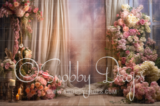 Soft Flowers and Drapes Fine Art Floral Fabric Backdrop-Fabric Photography Backdrop-Snobby Drops Fabric Backdrops for Photography, Exclusive Designs by Tara Mapes Photography, Enchanted Eye Creations by Tara Mapes, photography backgrounds, photography backdrops, fast shipping, US backdrops, cheap photography backdrops