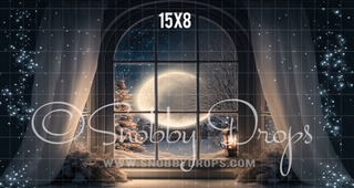 Soft White Winter Window Fabric Backdrop-Fabric Photography Backdrop-Snobby Drops Fabric Backdrops for Photography, Exclusive Designs by Tara Mapes Photography, Enchanted Eye Creations by Tara Mapes, photography backgrounds, photography backdrops, fast shipping, US backdrops, cheap photography backdrops