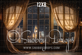 Soft Winter Window Fabric Backdrop-Fabric Photography Backdrop-Snobby Drops Fabric Backdrops for Photography, Exclusive Designs by Tara Mapes Photography, Enchanted Eye Creations by Tara Mapes, photography backgrounds, photography backdrops, fast shipping, US backdrops, cheap photography backdrops