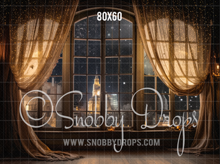 Soft Winter Window Fabric Backdrop-Fabric Photography Backdrop-Snobby Drops Fabric Backdrops for Photography, Exclusive Designs by Tara Mapes Photography, Enchanted Eye Creations by Tara Mapes, photography backgrounds, photography backdrops, fast shipping, US backdrops, cheap photography backdrops