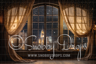 Soft Winter Window Fabric Backdrop-Fabric Photography Backdrop-Snobby Drops Fabric Backdrops for Photography, Exclusive Designs by Tara Mapes Photography, Enchanted Eye Creations by Tara Mapes, photography backgrounds, photography backdrops, fast shipping, US backdrops, cheap photography backdrops