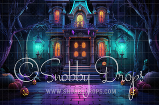 Spellbound Witch House Halloween Fabric Backdrop-Fabric Photography Backdrop-Snobby Drops Fabric Backdrops for Photography, Exclusive Designs by Tara Mapes Photography, Enchanted Eye Creations by Tara Mapes, photography backgrounds, photography backdrops, fast shipping, US backdrops, cheap photography backdrops