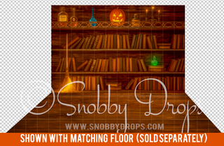 Spells and Potion Shelves Halloween Fabric Backdrop-Fabric Photography Backdrop-Snobby Drops Fabric Backdrops for Photography, Exclusive Designs by Tara Mapes Photography, Enchanted Eye Creations by Tara Mapes, photography backgrounds, photography backdrops, fast shipping, US backdrops, cheap photography backdrops