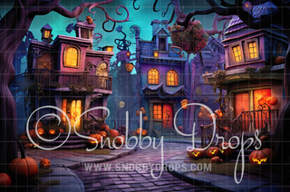 Spooky Boo Halloween Town Fabric Backdrop-Fabric Photography Backdrop-Snobby Drops Fabric Backdrops for Photography, Exclusive Designs by Tara Mapes Photography, Enchanted Eye Creations by Tara Mapes, photography backgrounds, photography backdrops, fast shipping, US backdrops, cheap photography backdrops