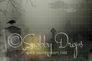 Spooky Graveyard Halloween Fabric Backdrop-Fabric Photography Backdrop-Snobby Drops Fabric Backdrops for Photography, Exclusive Designs by Tara Mapes Photography, Enchanted Eye Creations by Tara Mapes, photography backgrounds, photography backdrops, fast shipping, US backdrops, cheap photography backdrops