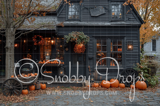 Spooky Salem House Fabric Backdrop-Fabric Photography Backdrop-Snobby Drops Fabric Backdrops for Photography, Exclusive Designs by Tara Mapes Photography, Enchanted Eye Creations by Tara Mapes, photography backgrounds, photography backdrops, fast shipping, US backdrops, cheap photography backdrops