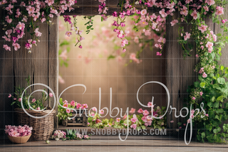 Spring Barn Window with Blurred Background Fabric Backdrop-Fabric Photography Backdrop-Snobby Drops Fabric Backdrops for Photography, Exclusive Designs by Tara Mapes Photography, Enchanted Eye Creations by Tara Mapes, photography backgrounds, photography backdrops, fast shipping, US backdrops, cheap photography backdrops