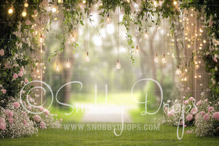 Spring Floral Arch with Fairy Lights Fabric Backdrop-Fabric Photography Backdrop-Snobby Drops Fabric Backdrops for Photography, Exclusive Designs by Tara Mapes Photography, Enchanted Eye Creations by Tara Mapes, photography backgrounds, photography backdrops, fast shipping, US backdrops, cheap photography backdrops