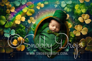 St Patricks Leprechaun House Fabric Backdrop-Fabric Photography Backdrop-Snobby Drops Fabric Backdrops for Photography, Exclusive Designs by Tara Mapes Photography, Enchanted Eye Creations by Tara Mapes, photography backgrounds, photography backdrops, fast shipping, US backdrops, cheap photography backdrops