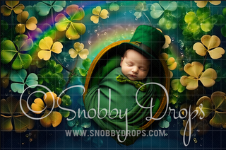 St Patricks Shamrock Fabric Wee Drop-Fabric Photography Backdrop-Snobby Drops Fabric Backdrops for Photography, Exclusive Designs by Tara Mapes Photography, Enchanted Eye Creations by Tara Mapes, photography backgrounds, photography backdrops, fast shipping, US backdrops, cheap photography backdrops