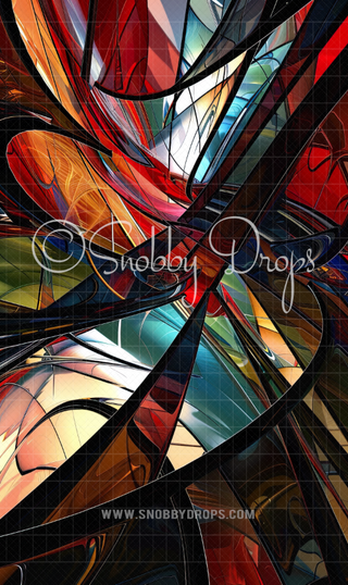 Stained Glass Abstract Fabric Backdrop Sweep-Fabric Photography Sweep-Snobby Drops Fabric Backdrops for Photography, Exclusive Designs by Tara Mapes Photography, Enchanted Eye Creations by Tara Mapes, photography backgrounds, photography backdrops, fast shipping, US backdrops, cheap photography backdrops
