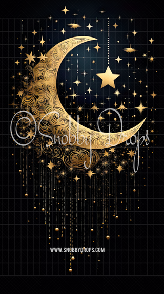 Starry Moon Fine Art Fabric Backdrop Sweep-Fabric Photography Sweep-Snobby Drops Fabric Backdrops for Photography, Exclusive Designs by Tara Mapes Photography, Enchanted Eye Creations by Tara Mapes, photography backgrounds, photography backdrops, fast shipping, US backdrops, cheap photography backdrops