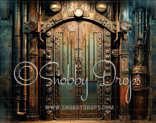 Steampunk Door Fabric Backdrop-Fabric Photography Backdrop-Snobby Drops Fabric Backdrops for Photography, Exclusive Designs by Tara Mapes Photography, Enchanted Eye Creations by Tara Mapes, photography backgrounds, photography backdrops, fast shipping, US backdrops, cheap photography backdrops