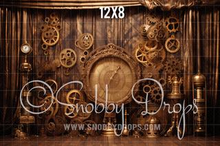 Steampunk Studio Fabric Backdrop-Fabric Photography Backdrop-Snobby Drops Fabric Backdrops for Photography, Exclusive Designs by Tara Mapes Photography, Enchanted Eye Creations by Tara Mapes, photography backgrounds, photography backdrops, fast shipping, US backdrops, cheap photography backdrops