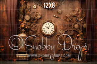 Steampunk Studio Fabric Backdrop-Fabric Photography Backdrop-Snobby Drops Fabric Backdrops for Photography, Exclusive Designs by Tara Mapes Photography, Enchanted Eye Creations by Tara Mapes, photography backgrounds, photography backdrops, fast shipping, US backdrops, cheap photography backdrops