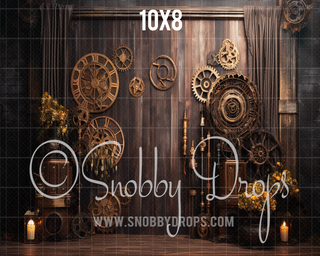 Steampunk Studio Fabric Backdrop-Fabric Photography Backdrop-Snobby Drops Fabric Backdrops for Photography, Exclusive Designs by Tara Mapes Photography, Enchanted Eye Creations by Tara Mapes, photography backgrounds, photography backdrops, fast shipping, US backdrops, cheap photography backdrops