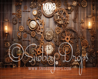 Steampunk Studio Fabric Backdrop-Fabric Photography Backdrop-Snobby Drops Fabric Backdrops for Photography, Exclusive Designs by Tara Mapes Photography, Enchanted Eye Creations by Tara Mapes, photography backgrounds, photography backdrops, fast shipping, US backdrops, cheap photography backdrops