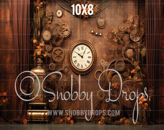 Steampunk Studio Fabric Backdrop-Fabric Photography Backdrop-Snobby Drops Fabric Backdrops for Photography, Exclusive Designs by Tara Mapes Photography, Enchanted Eye Creations by Tara Mapes, photography backgrounds, photography backdrops, fast shipping, US backdrops, cheap photography backdrops